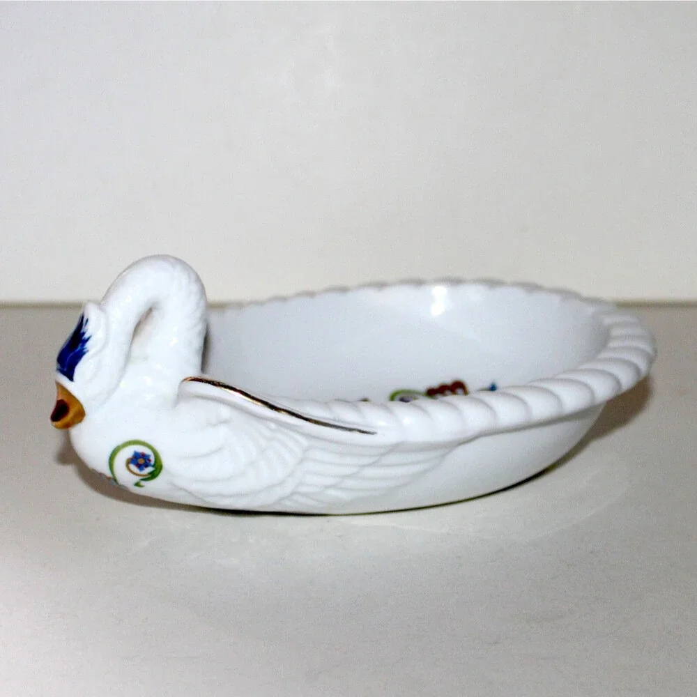 Elizabeth Arden Orient Express Soap Dish Porcelain Swan blue gold Japan